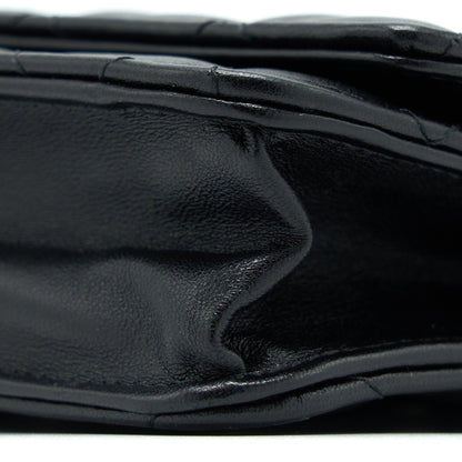 Chanel Quilted Wallet on Chain with Camellia Chain Lambskin Black L