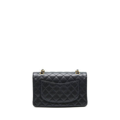 Chanel 22c caviar small classic double flap bag black