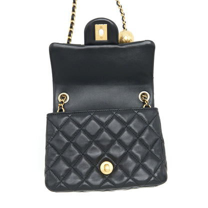 Chanel Pearl Crush Mini Square Lambskin Black Brushed