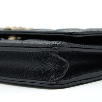 Chanel 22S Detailed Logo Wallet On Chain Caviar Black L
