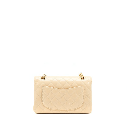 Chanel small classic double flap bag caviar beige