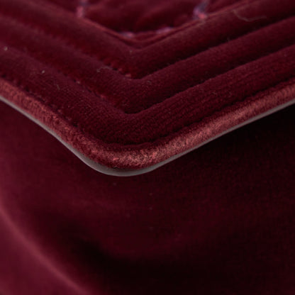 Chanel Medium Boy Bag Velvet Dark Red Ruthenium