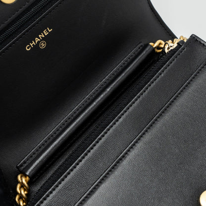 Chanel Boy Wallet On Chain Lambskin Black (Microchip)