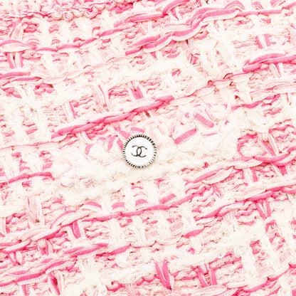 Chanel 24P size 34 sweater and skirts suit cotton pink/ Ecru