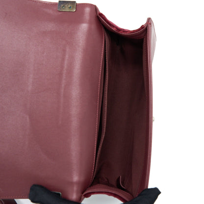 Chanel Medium Boy Bag Velvet Dark Red Ruthenium