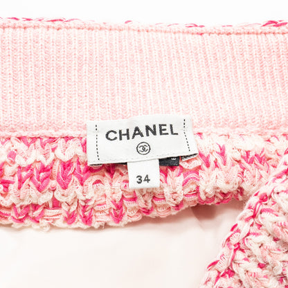 Chanel 24P size 34 sweater and skirts suit cotton pink/ Ecru