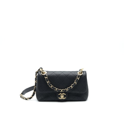 Chanel Caviar quilted flap Bag with handle and Chain Black L