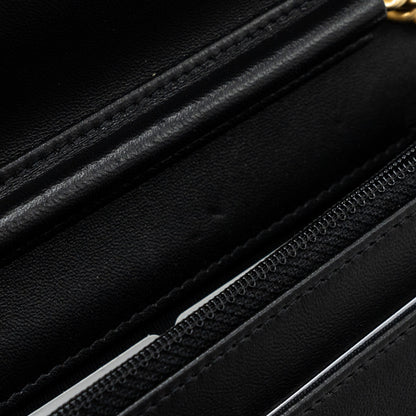 Chanel Boy Wallet On Chain Lambskin Black (Microchip)