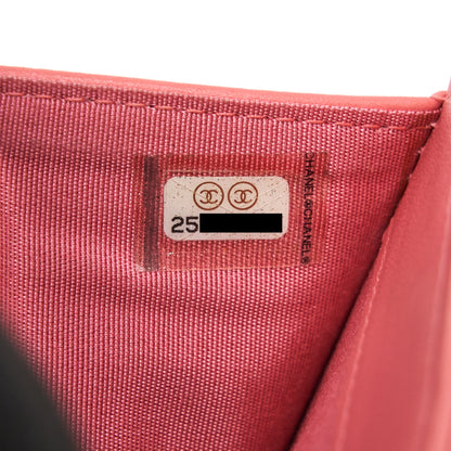 CHANEL CAVIAR FLAP WALLET ROSE PINK WITH GOLD CC LOGO