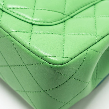 Chanel Mini Rectangular Flap Bag Lambskin Green Iridescent Hardware