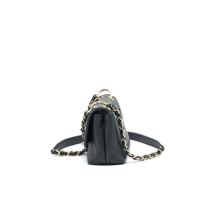 Chanel Caviar quilted flap Bag with handle and Chain Black L