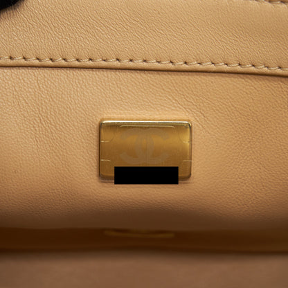 Chanel 22C Pearl Crush Mini Square Flap Bag Lambskin Beige