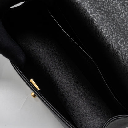 Chanel Medium Classic Boy Bag Caviar Black Brushed  (microchip)