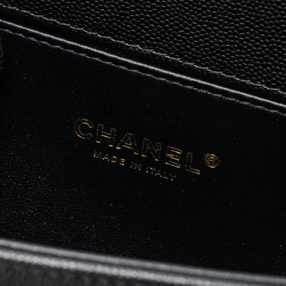 Chanel Medium Classic Boy Bag Caviar Black Brushed  (microchip)