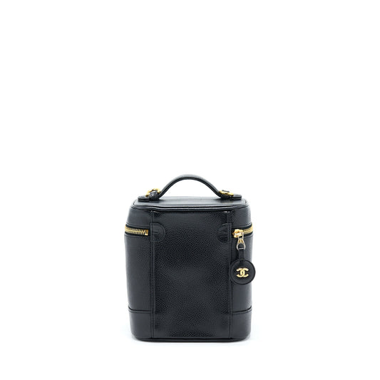 Chanel Vintage Vertical CC Logo Cosmetic Vanity Caviar Black
