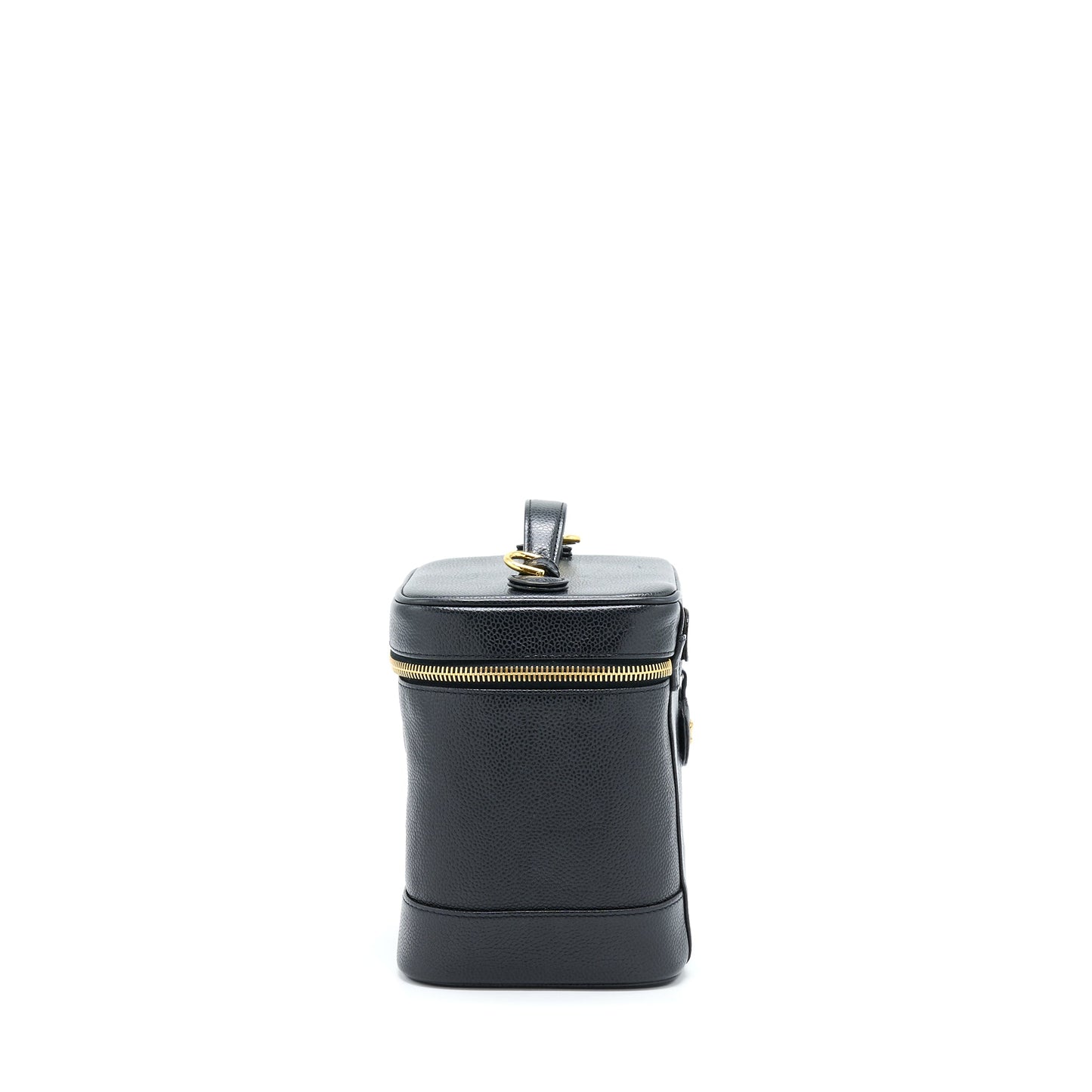 Chanel Vintage Vertical CC Logo Cosmetic Vanity Caviar Black