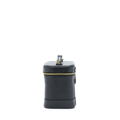 Chanel Vintage Vertical CC Logo Cosmetic Vanity Caviar Black