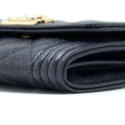 Chanel Boy Small Flap Card Holder Caviar Black