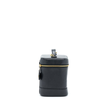 Chanel Vintage Vertical CC Logo Cosmetic Vanity Caviar Black