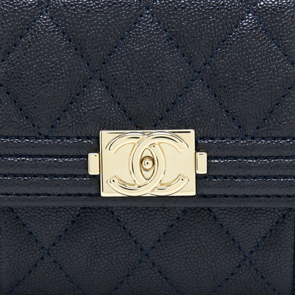 Chanel Boy Small Flap Card Holder Caviar Black