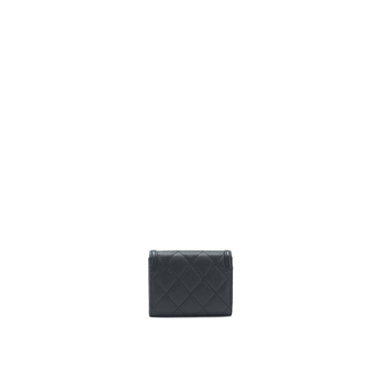 Chanel Filigree Flap Card Holder Caviar Black
