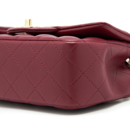 Chanel 22C Mini rectangular flap bag lambskin dark red L microchip