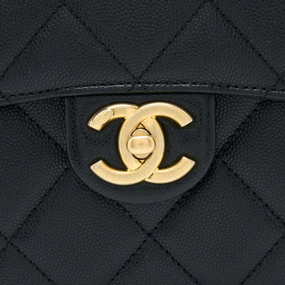 Chanel 22B Round Messenger Bag Grained Calfskin Black Brushed  (Microchip)