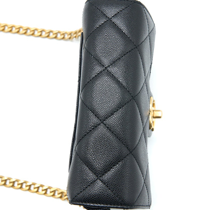 Chanel 22B Round Messenger Bag Grained Calfskin Black Brushed  (Microchip)