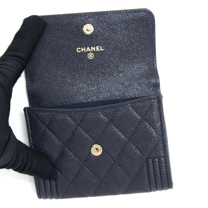 Chanel Boy Small Flap Card Holder Caviar Black