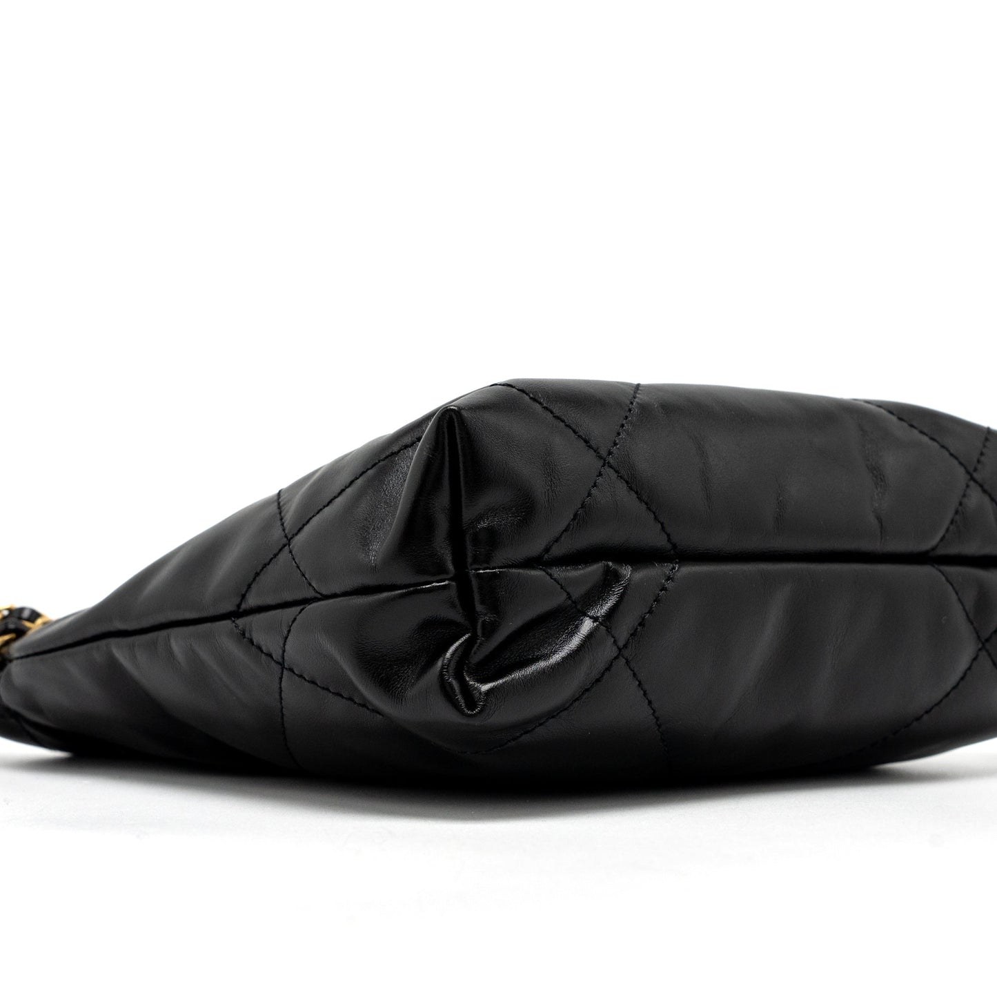 Chanel 23s Mini 22 Bag Shiny Calfskin Black Brushed  (Microchip)