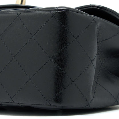 Chanel Classic Mini Square Flap Bag Lambskin Black L (Microchip)