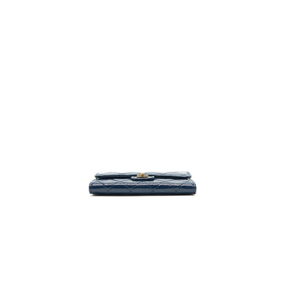 Chanel Patent Leather flap Wallet Navy