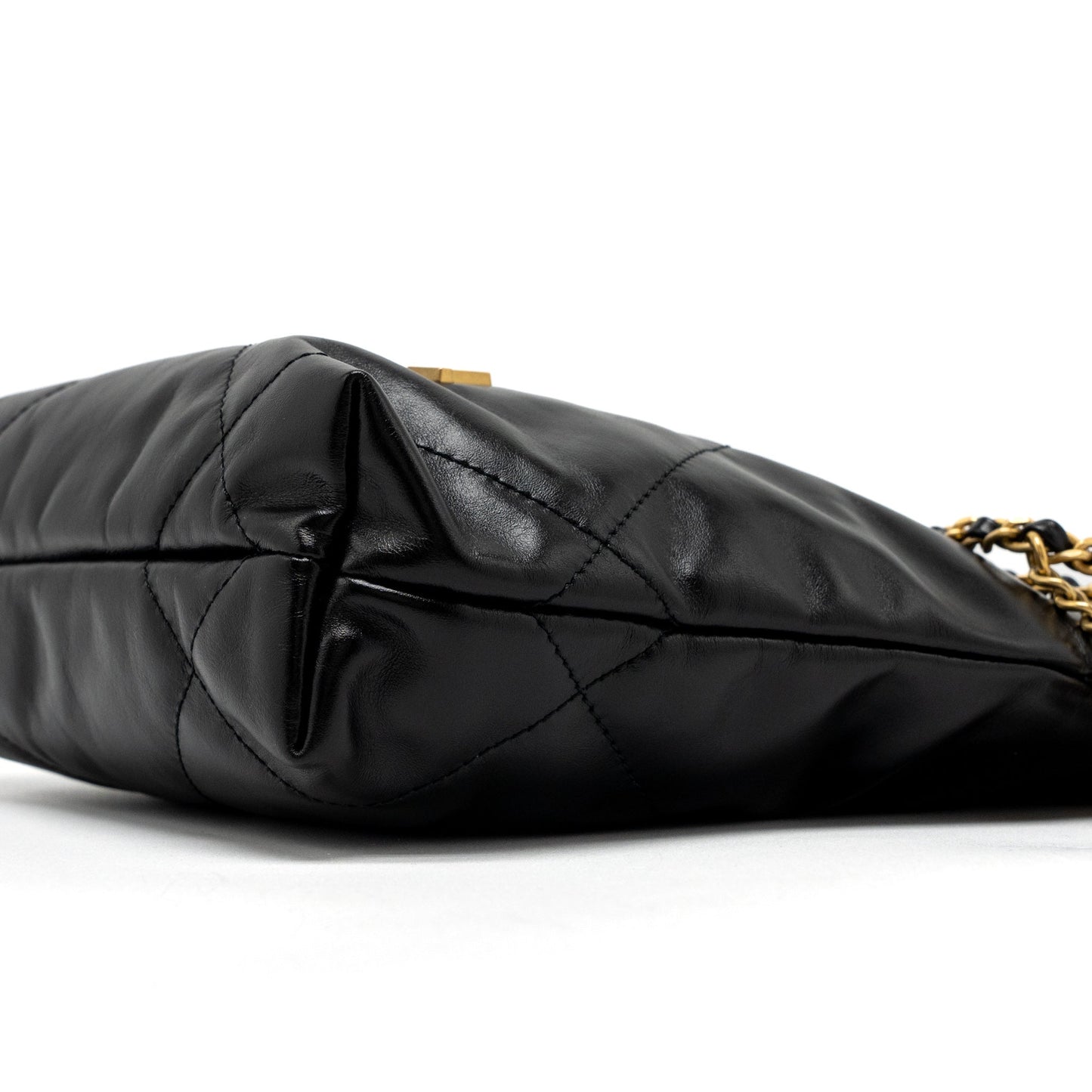 Chanel 23s Mini 22 Bag Shiny Calfskin Black Brushed  (Microchip)