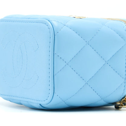 Chanel Mini Vanity Case With Giant Chain Lambskin Blue L