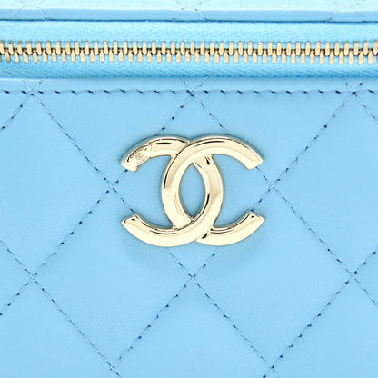 Chanel Mini Vanity Case With Giant Chain Lambskin Blue L