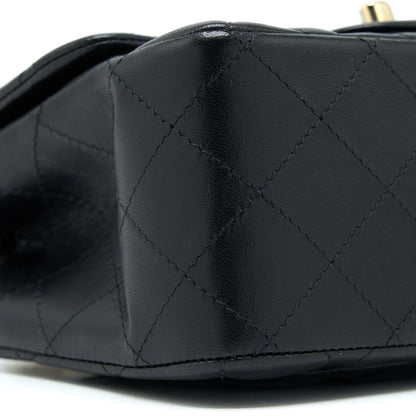 Chanel Classic Mini Square Flap Bag Lambskin Black L (Microchip)