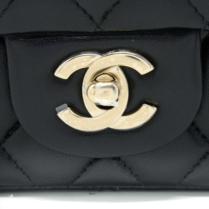 Chanel Classic Mini Square Flap Bag Lambskin Black L (Microchip)