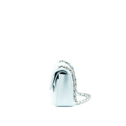 Chanel 21K Small Classic Double Flap Bag Caviar Light Blue