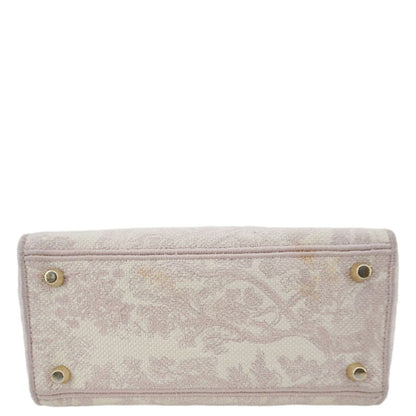 CHRISTIAN DIOR Lady dior D-Lite Embroidered Canvas Shoulder Bag White
