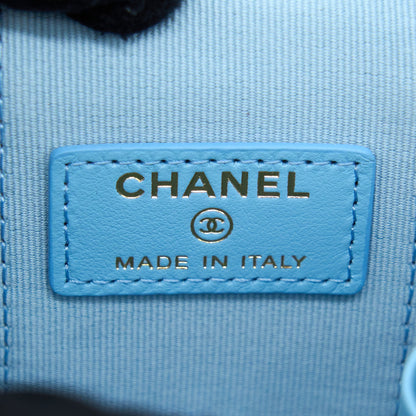 Chanel Mini Vanity Case With Giant Chain Lambskin Blue L