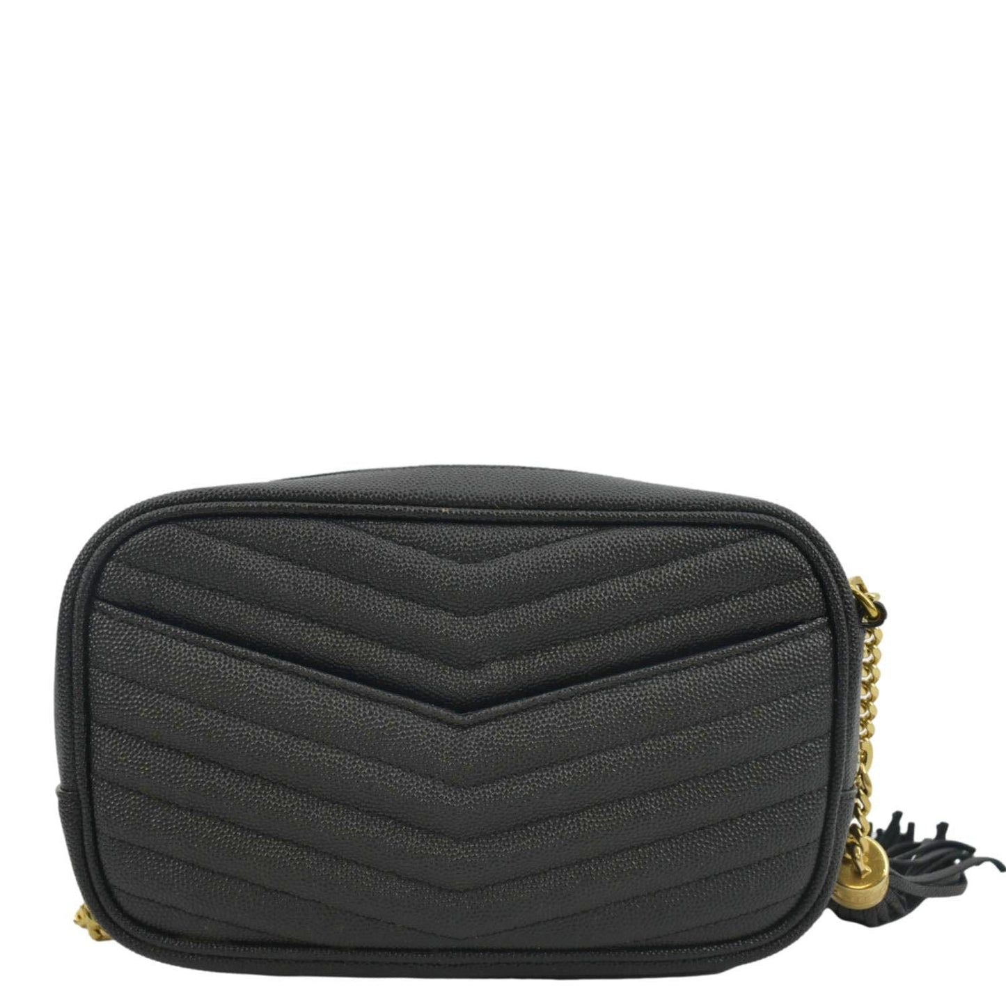 YVES SAINT LAURENT Lou Chevron Leather Camera Crossbody Bag Black