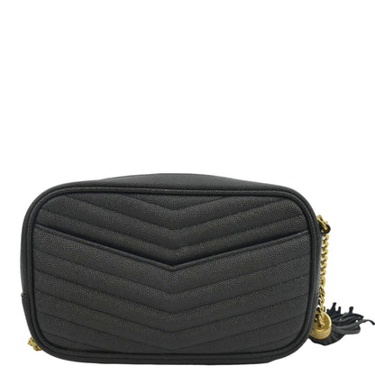 YVES SAINT LAURENT Lou Chevron Leather Camera Crossbody Bag Black