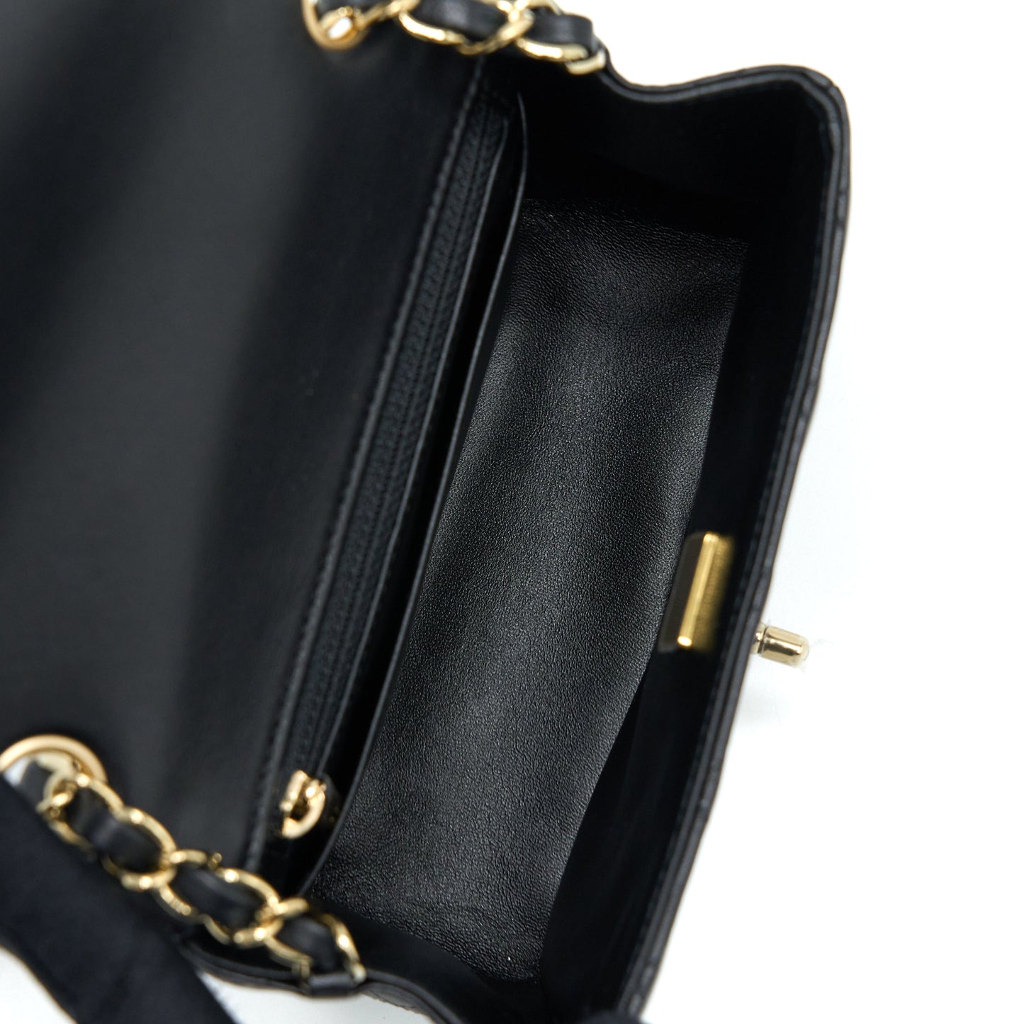 Chanel Classic Mini Square Flap Bag Lambskin Black L (Microchip)