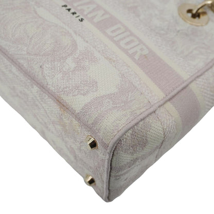 CHRISTIAN DIOR Lady dior D-Lite Embroidered Canvas Shoulder Bag White