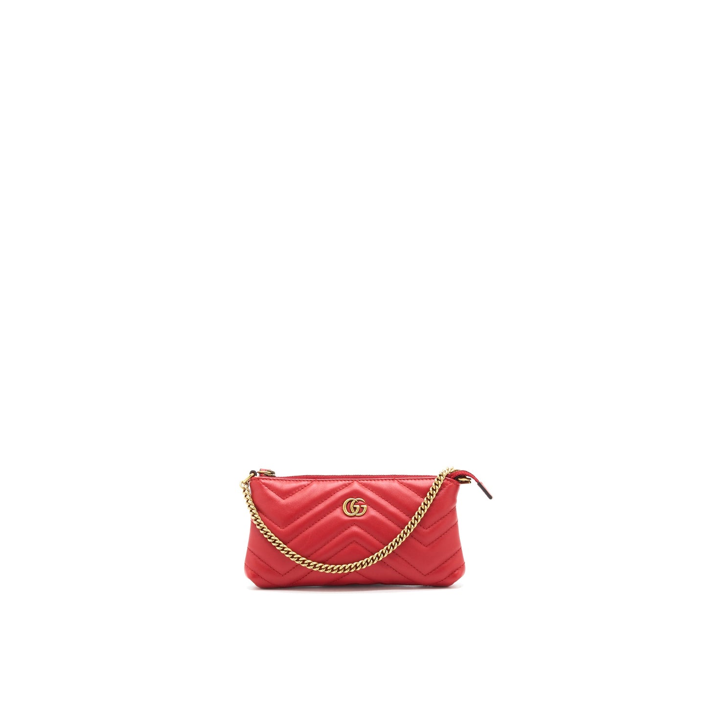 Gucci marmont mini pouch with chain red