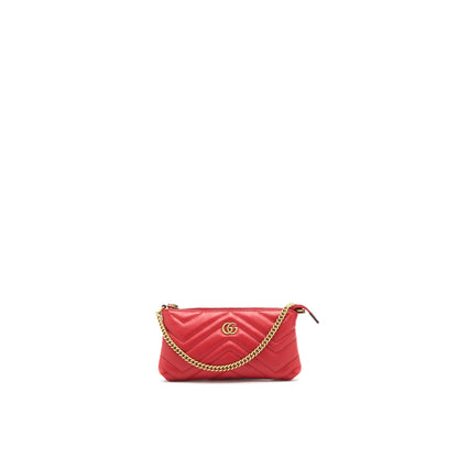 Gucci marmont mini pouch with chain red
