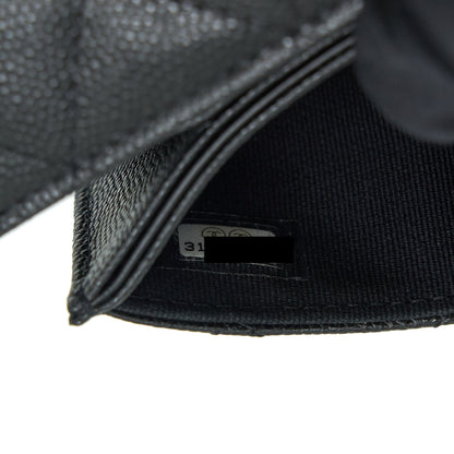 Chanel 21k Caviar mini flap cardholder with chain black L