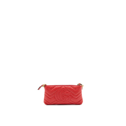 Gucci marmont mini pouch with chain red