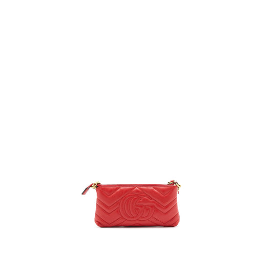 Gucci marmont mini pouch with chain red