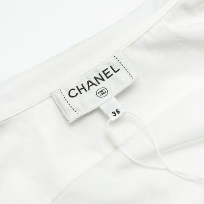 Chanel 22B Size 38 Blouse Shirt Cotton/ Silk White / Black